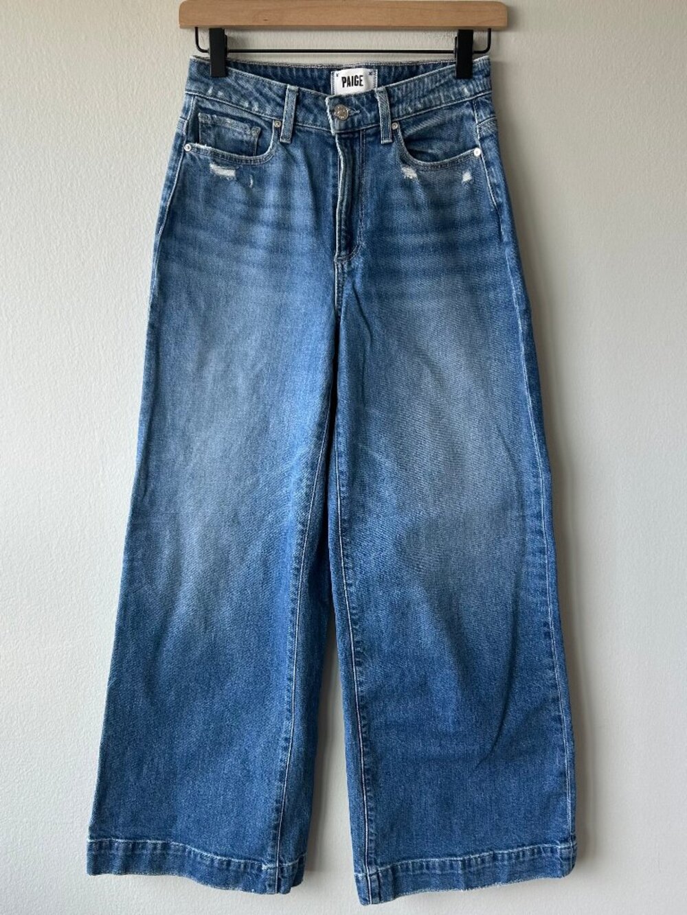 PAIGE Harper Ankle Jeans Women Size 24 High Rise Wide Leg Cropped Blue Denim - Picture 2 of 10